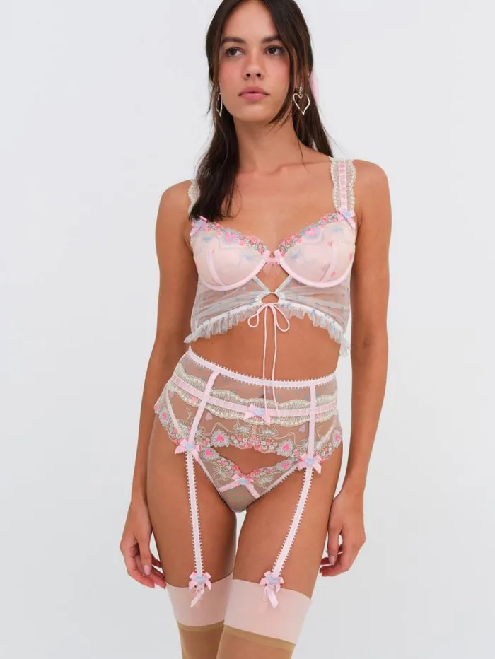 For Love and Lemons Lingerie Gabriella Garter Belt Pink 8211 Women