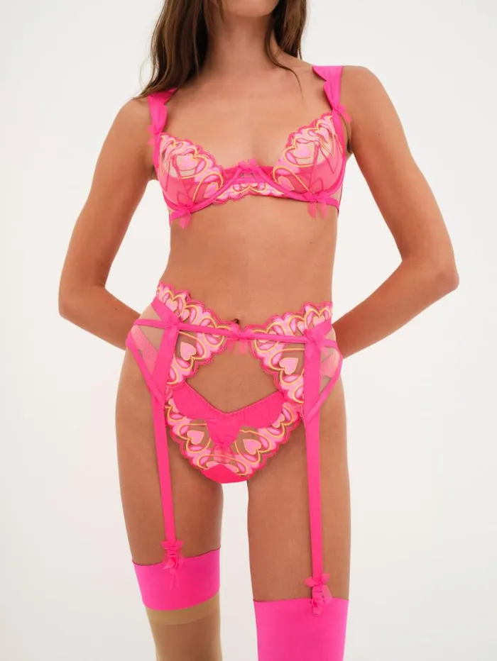 For Love and Lemons Lingerie Graphic Hearts Bra Pink 8211 Women