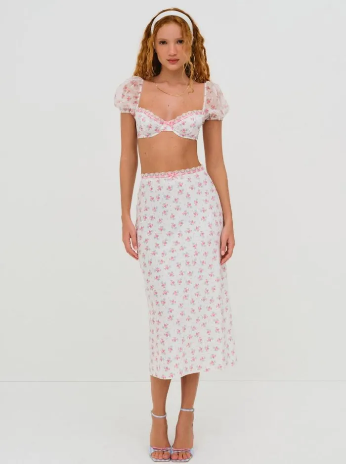 For Love and Lemons Lingerie Robin Midi Skirt White 8211 Women