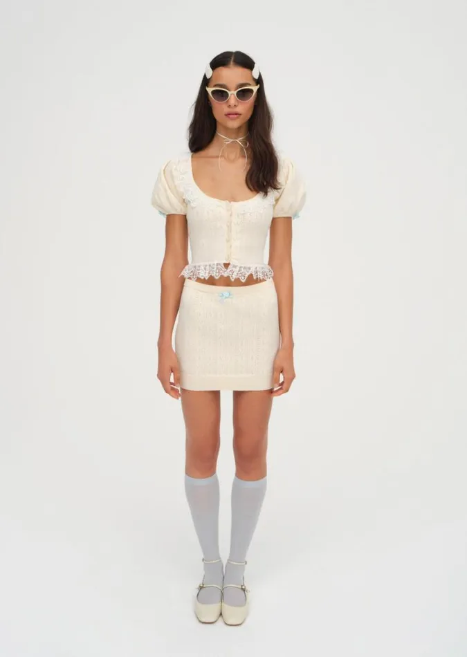 For Love and Lemons Tops Daniela Knit Top Beige 8211 Women For Love and Lemons Tops Daniela Knit Top Beige 8211 Women