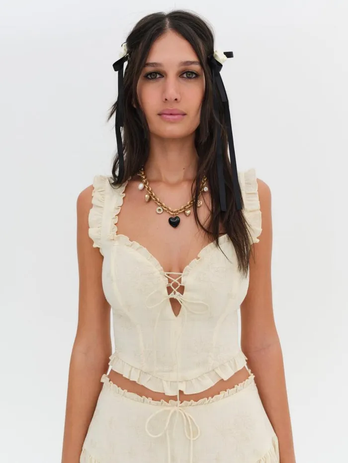 For Love and Lemons Tops Gigi Corset Top Beige 8211 Women