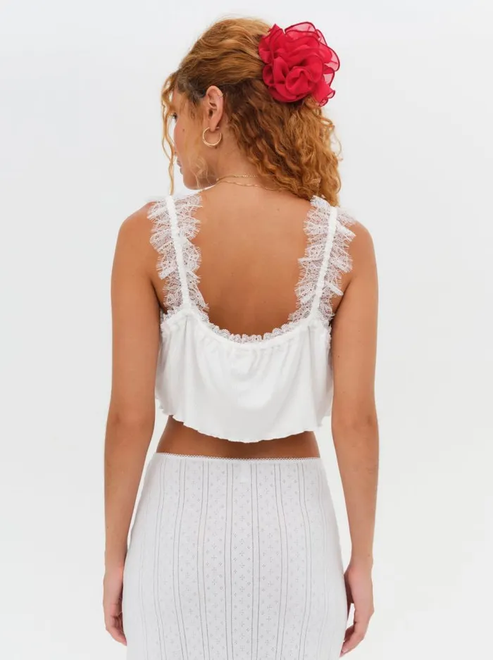 For Love and Lemons Tops Joan Crop Top White 8211 Women For Love and Lemons Tops Joan Crop Top White 8211 Women