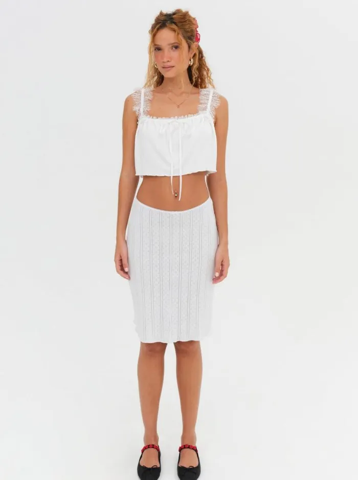 For Love and Lemons Tops Joan Crop Top White 8211 Women For Love and Lemons Tops Joan Crop Top White 8211 Women