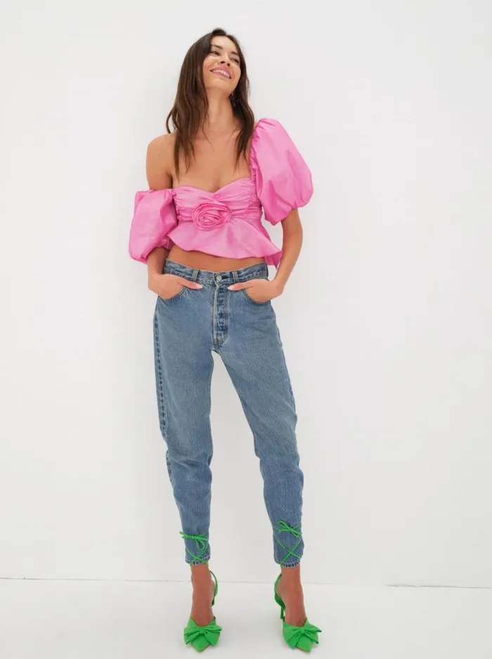 For Love and Lemons Tops Judith Crop Blouse Pink 8211 Women For Love and Lemons Tops Judith Crop Blouse Pink 8211 Women