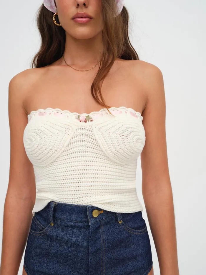 For Love and Lemons Tops Kelsey Crochet Top Beige 8211 Women For Love and Lemons Tops Kelsey Crochet Top Beige 8211 Women