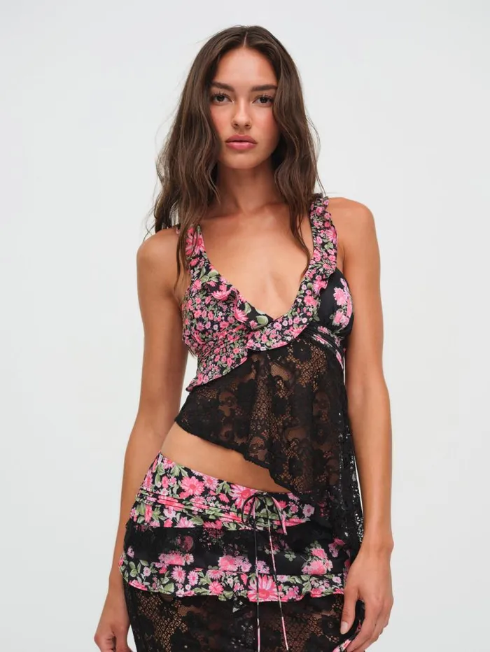 For Love and Lemons Tops Rosalyn Crop Top Black 8211 Women