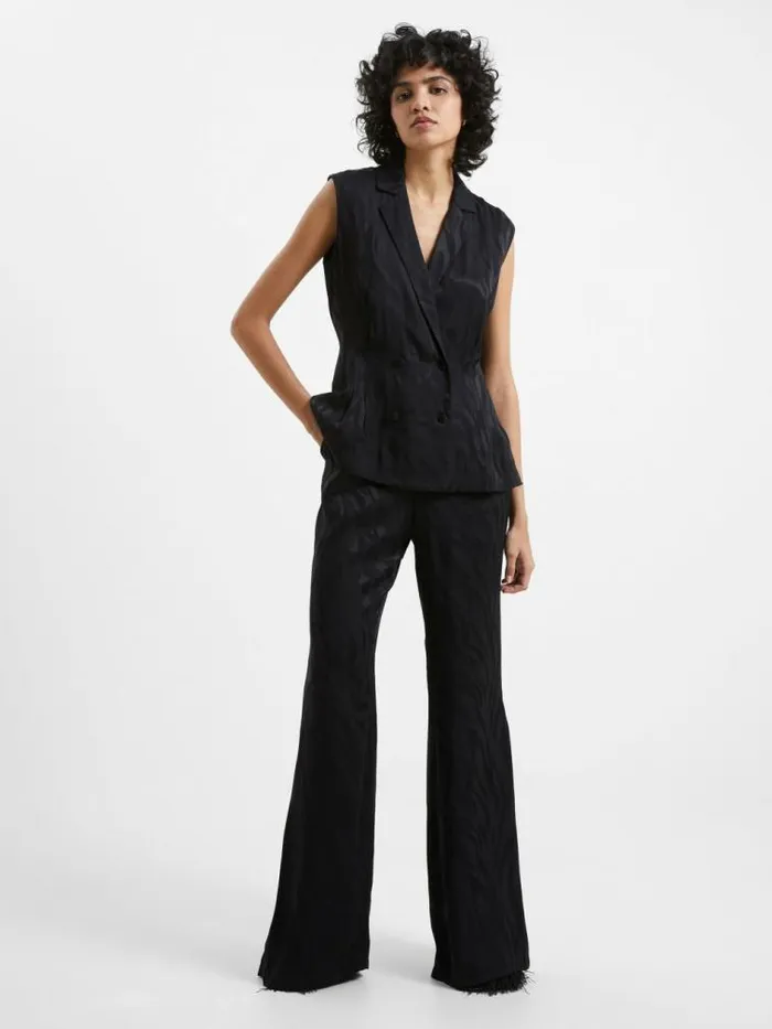 French Connection Aba Eco Satin Waistcoat Blackout Women Coats and Jackets