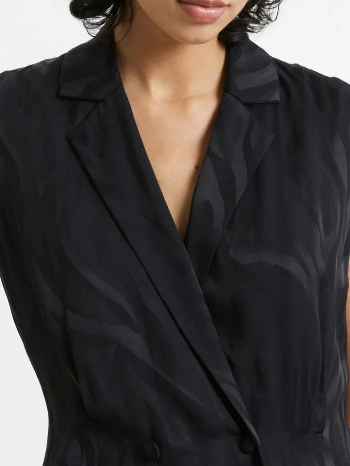 French Connection Aba Eco Satin Waistcoat Blackout Women Coats and Jackets