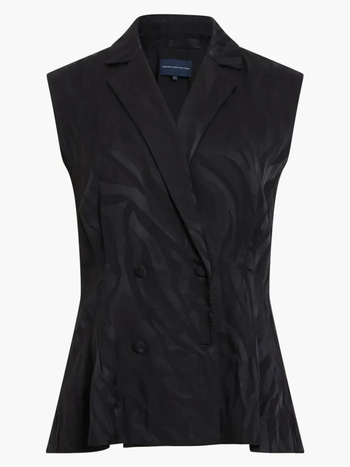 French Connection Aba Eco Satin Waistcoat Blackout Women Coats and Jackets