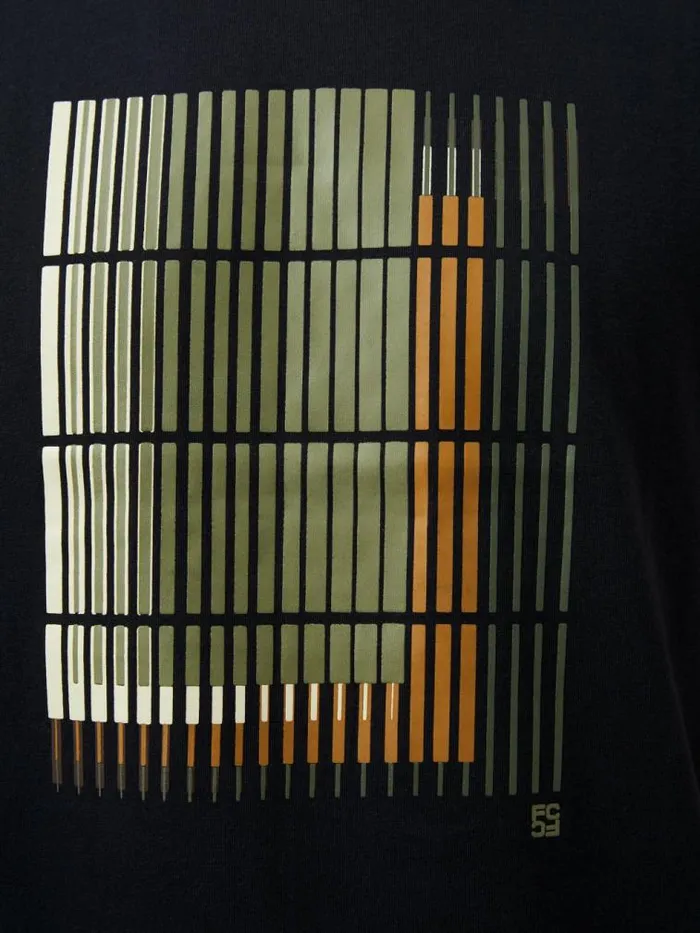 French Connection Abstract Line Organic Graphic TShirt Black Men TShirts and Polo Shirts