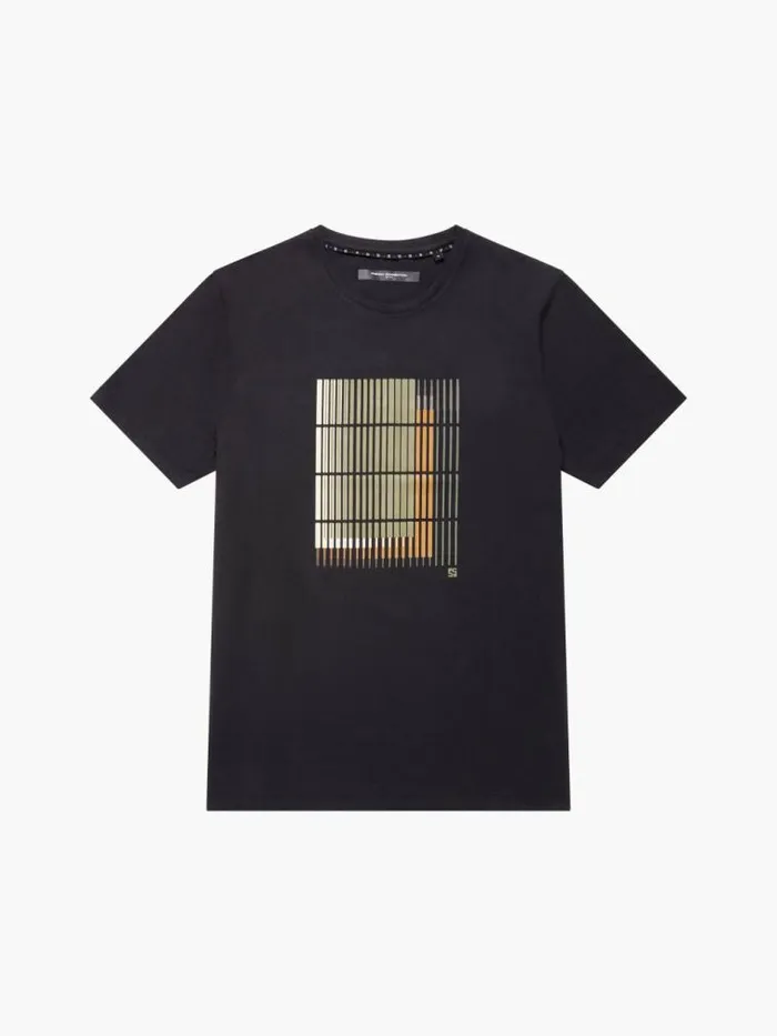 French Connection Abstract Line Organic Graphic TShirt Black Men TShirts and Polo Shirts