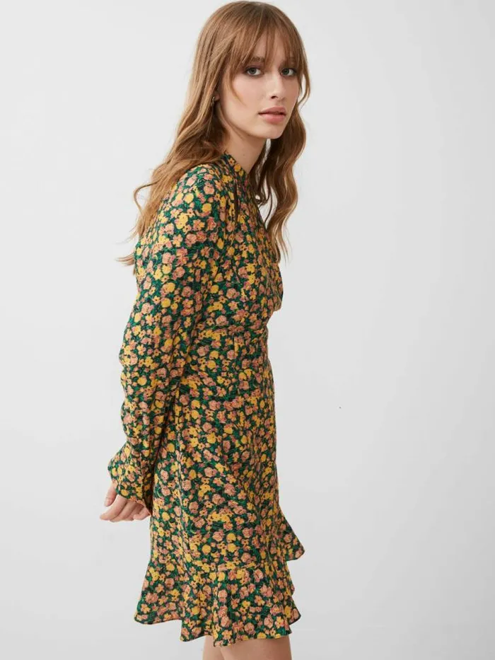 French Connection Aleezia Flavia Textured Mini Dress Forest Green Multi Women Dresses French Connection Aleezia Flavia Textured Mini Dress Forest Green Multi Women Dresses