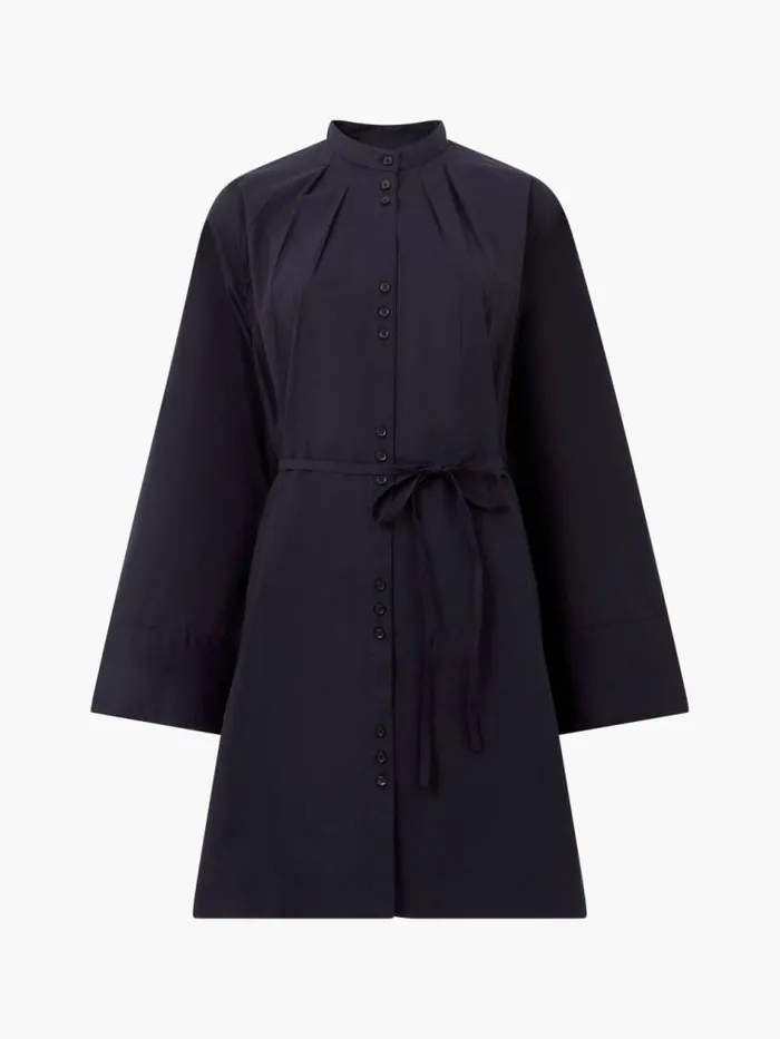 French Connection Alissa Cotton Wide Sleeve Shirt Dress Blackout Women Dresses