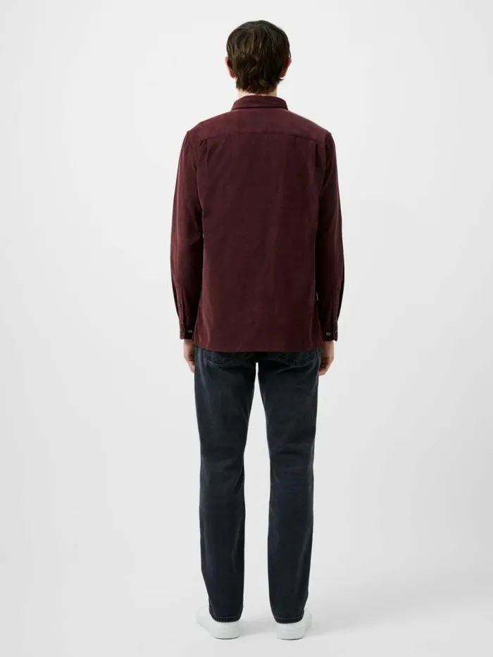 French Connection Baby Corduroy Shirt Burgundy Men Shirts