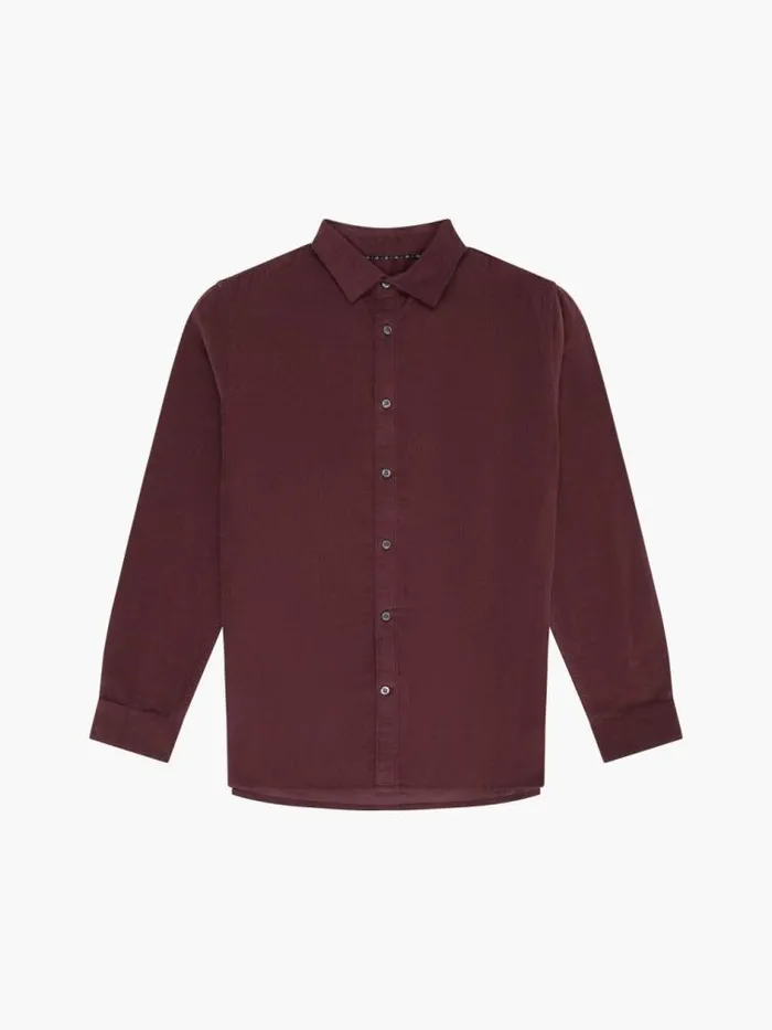 French Connection Baby Corduroy Shirt Burgundy Men Shirts