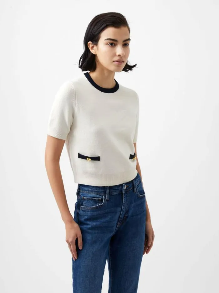 French Connection Babysoft Short Sleeve Top Classic Creammarine Women Jumpers and Cardigans French Connection Babysoft Short Sleeve Top Classic Creammarine Women Jumpers and Cardigans