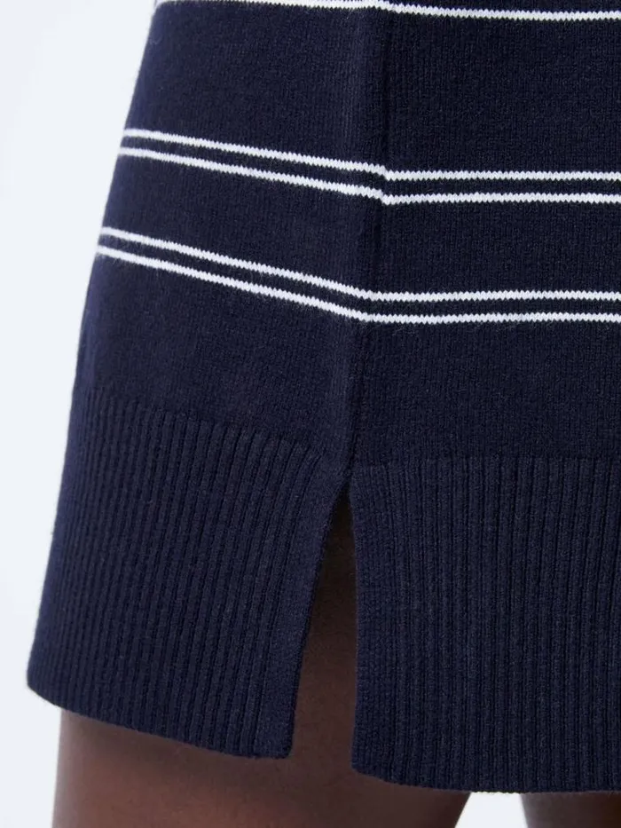 French Connection Babysoft Striped Roll Neck Mini Dress Dk Navywinter White Women Dresses