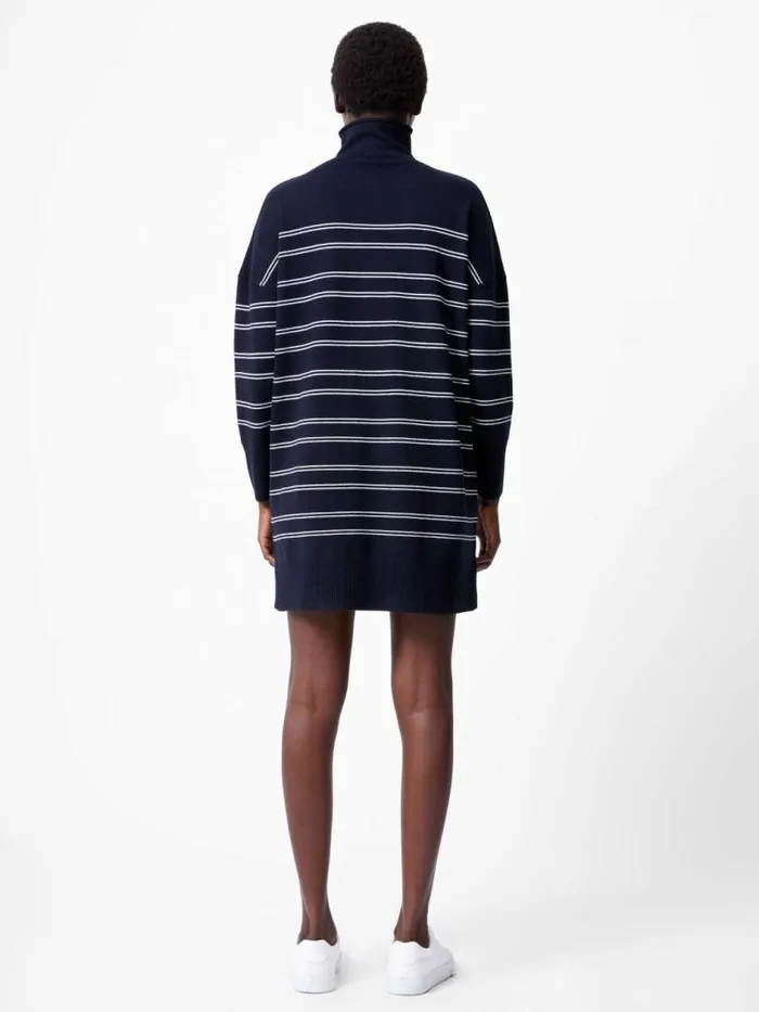 French Connection Babysoft Striped Roll Neck Mini Dress Dk Navywinter White Women Dresses