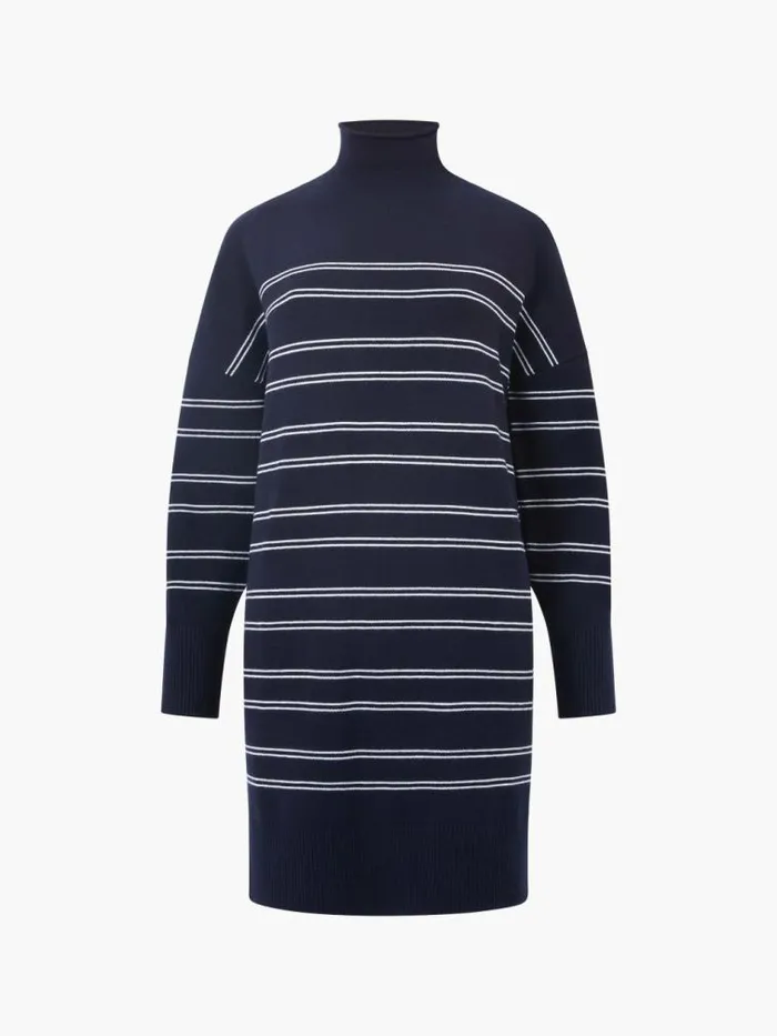 French Connection Babysoft Striped Roll Neck Mini Dress Dk Navywinter White Women Dresses