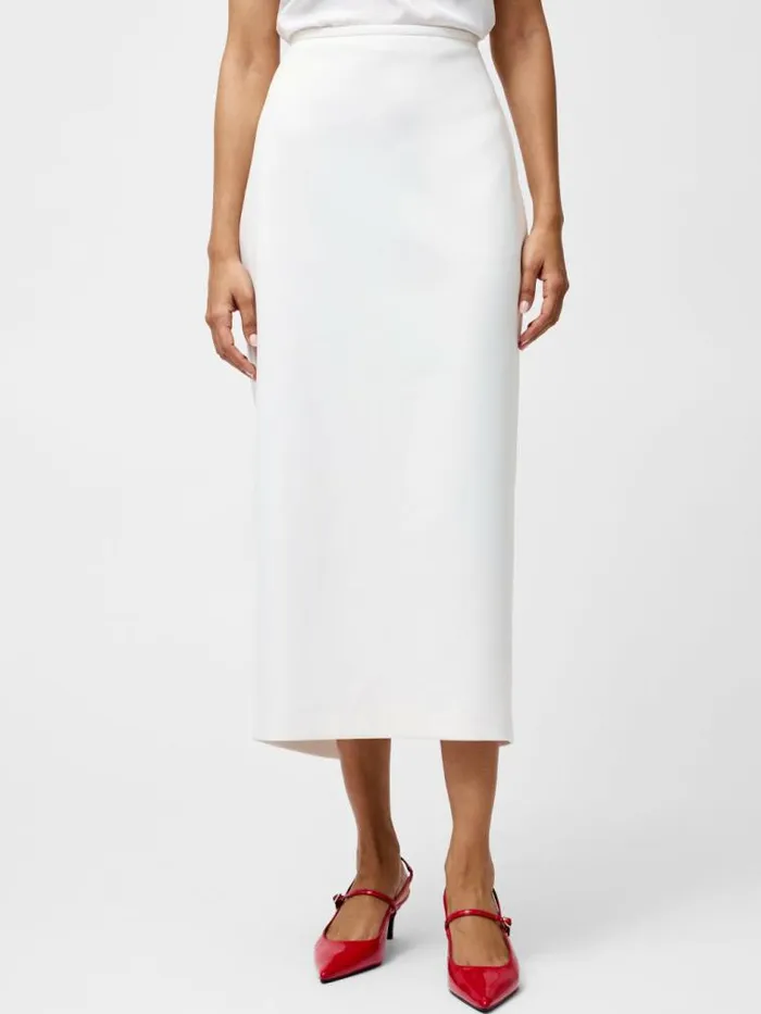 French Connection Cannes Twill Split Midi Skirt Summer White Women Skirts