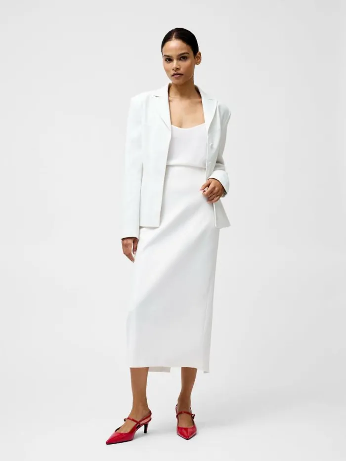 French Connection Cannes Twill Split Midi Skirt Summer White Women Skirts