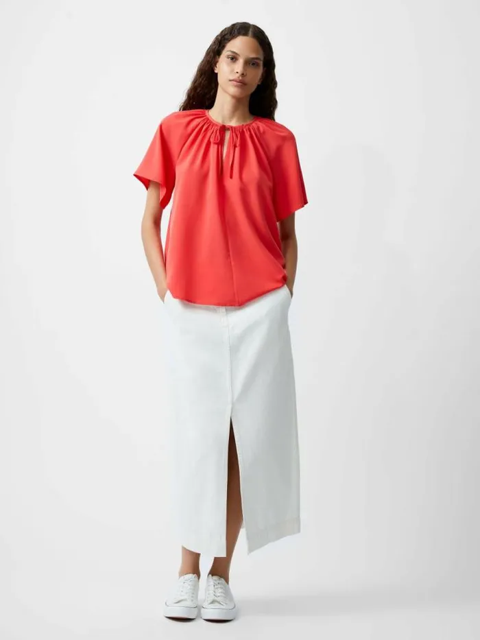 French Connection Capriana Crepe Light Top Cayenne Red Women Tops