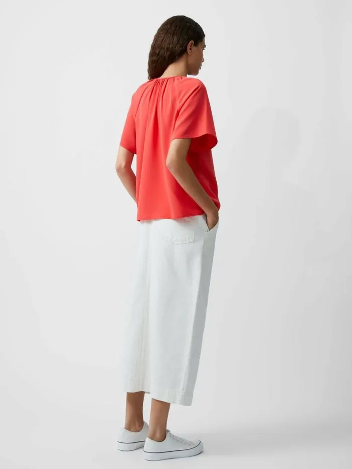 French Connection Capriana Crepe Light Top Cayenne Red Women Tops