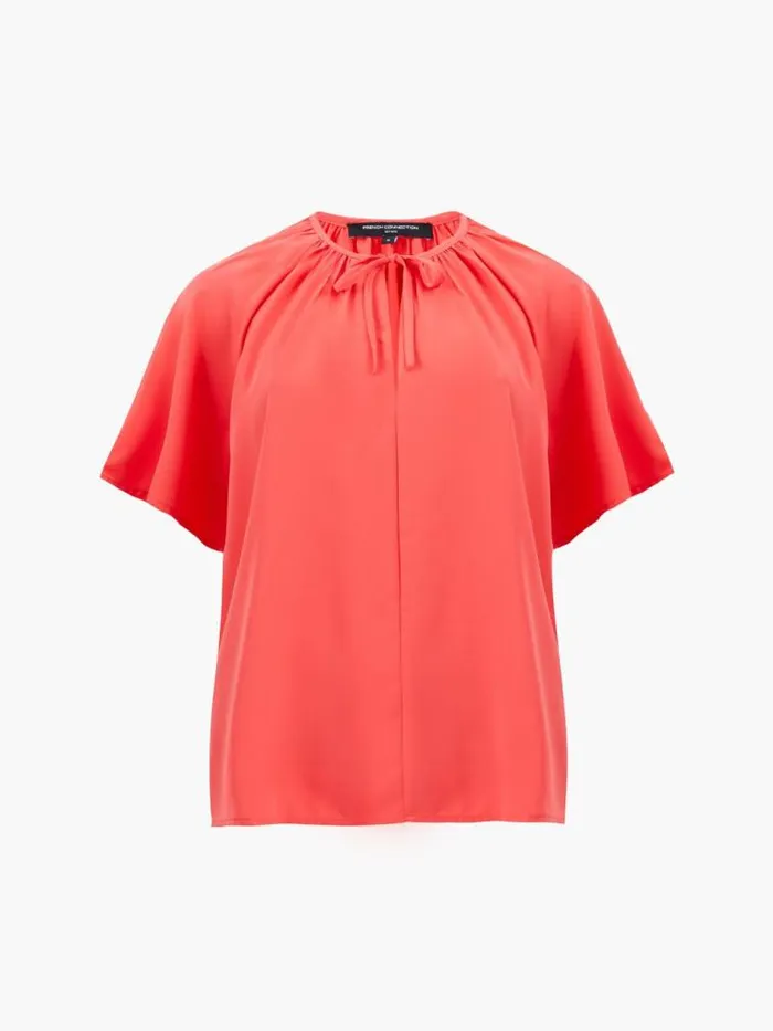 French Connection Capriana Crepe Light Top Cayenne Red Women Tops