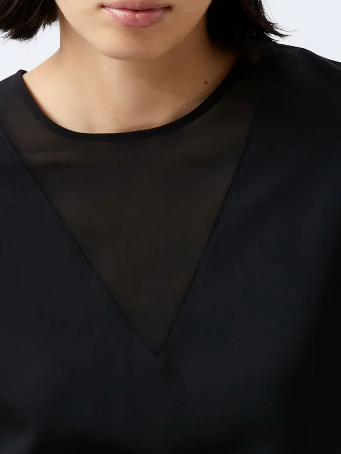 French Connection Capriana Crepe Top Blackout Women Tops