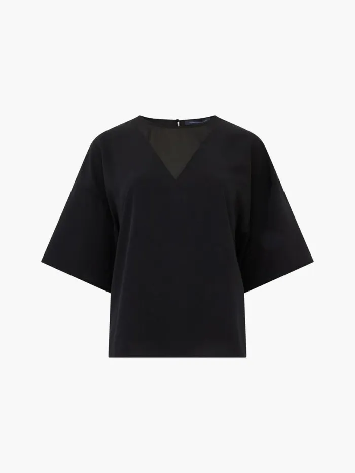 French Connection Capriana Crepe Top Blackout Women Tops