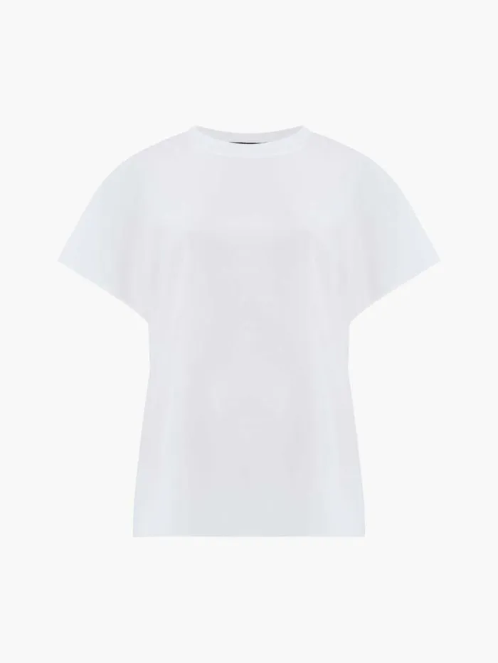 French Connection Caprina Recycled Crepe Crew Neck Top Winter White Women Tops