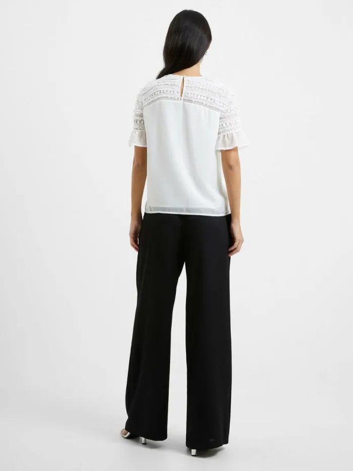 French Connection Carina Embellished Top Winter White Women Tops
