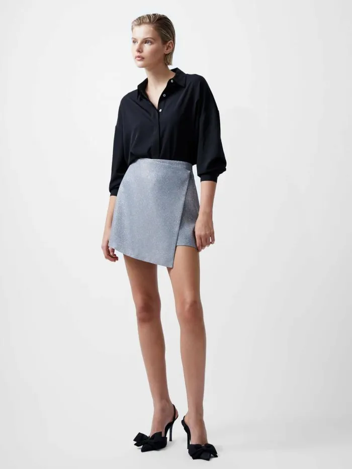 French Connection Cece Lurex Skort Silver Women Skirts