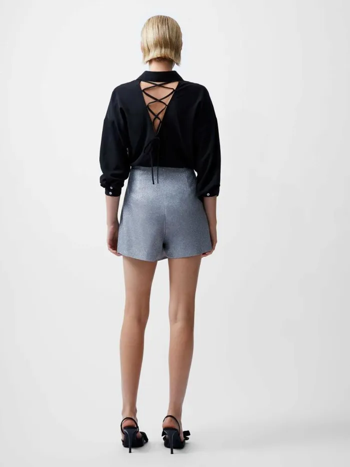 French Connection Cece Lurex Skort Silver Women Skirts