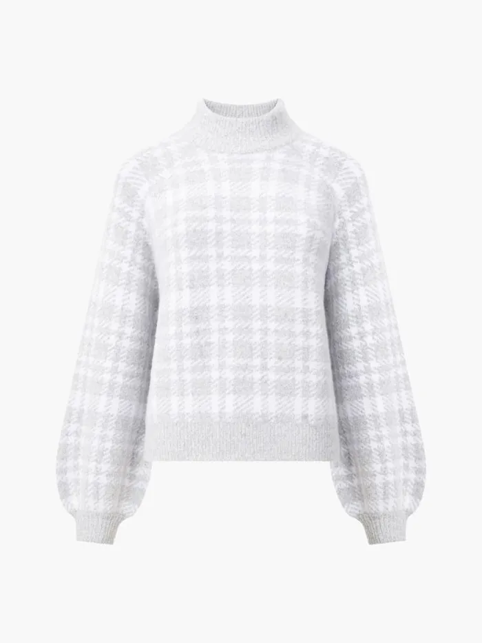French Connection Check Jumper Pale Greyivory Women Jumpers and Cardigans