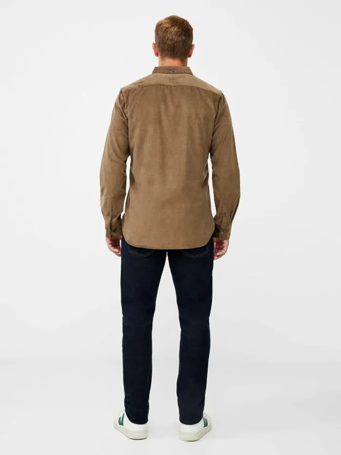 French Connection Cord Long Sleeve Oxford Shirt Khaki Men Shirts