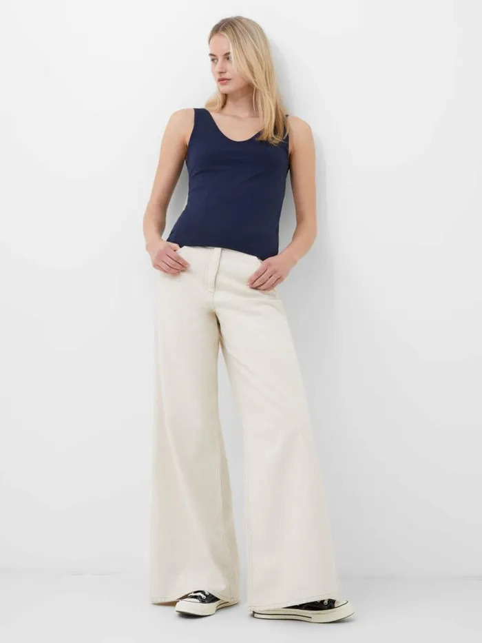 French Connection Cotton Organic Stretch Tank Top Classic Navy Women Tops