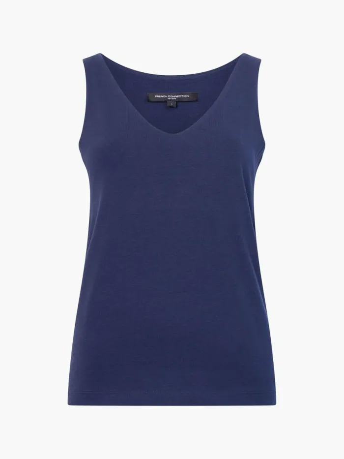 French Connection Cotton Organic Stretch Tank Top Classic Navy Women Tops