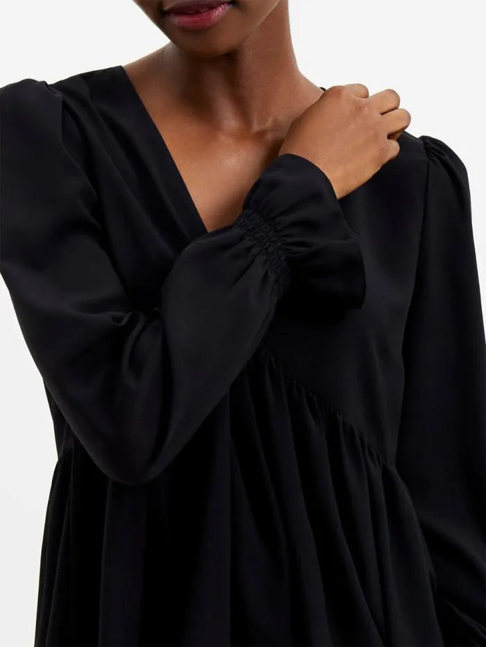 French Connection Crepe Light V Neck Top Black Women Tops