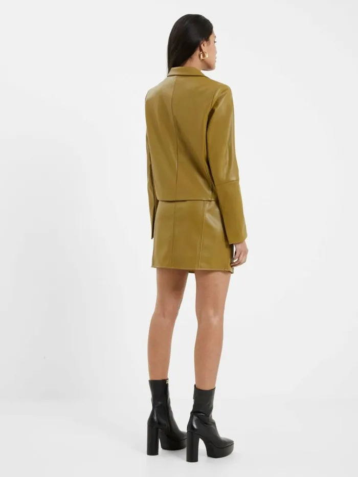 French Connection Crolenda PU LaceUp Cropped Blazer Nutria Women Coats and Jackets