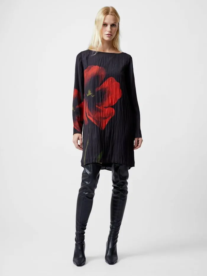 French Connection Delilah Alora Satin Mini Dress Black Women Dresses