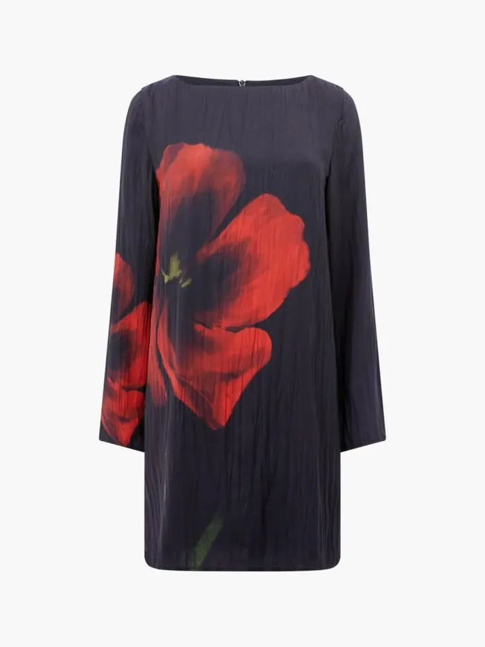 French Connection Delilah Alora Satin Mini Dress Black Women Dresses