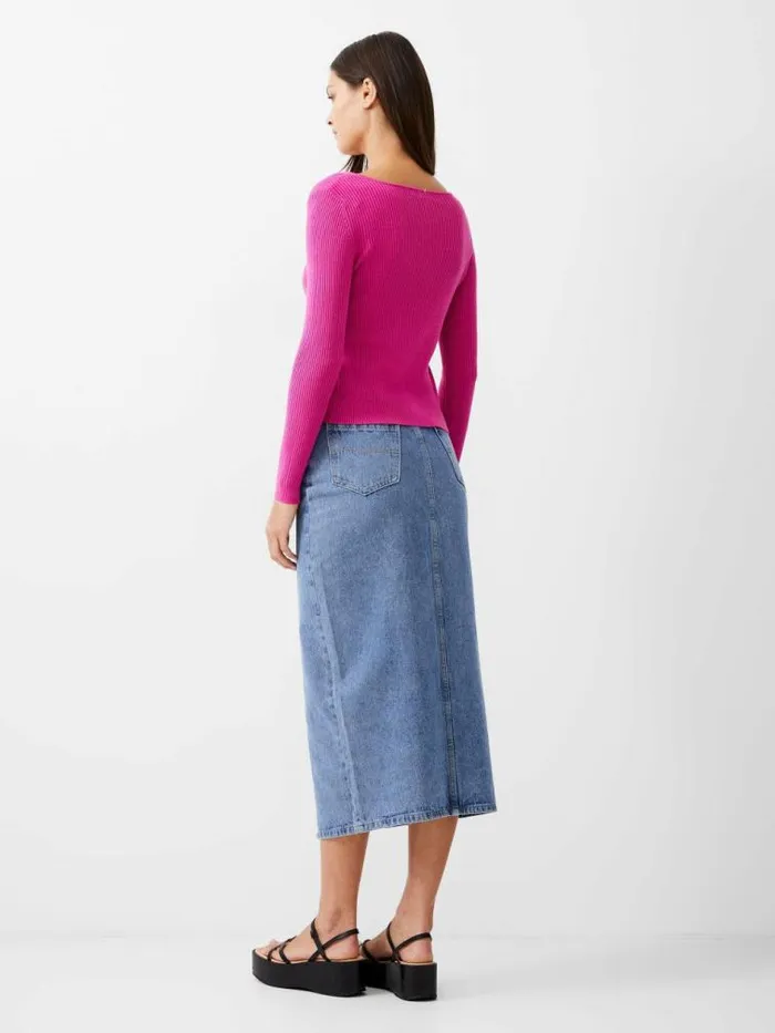 French Connection Double Tie Rib Cardigan Wild Rosa Women Jumpers and Cardigans
