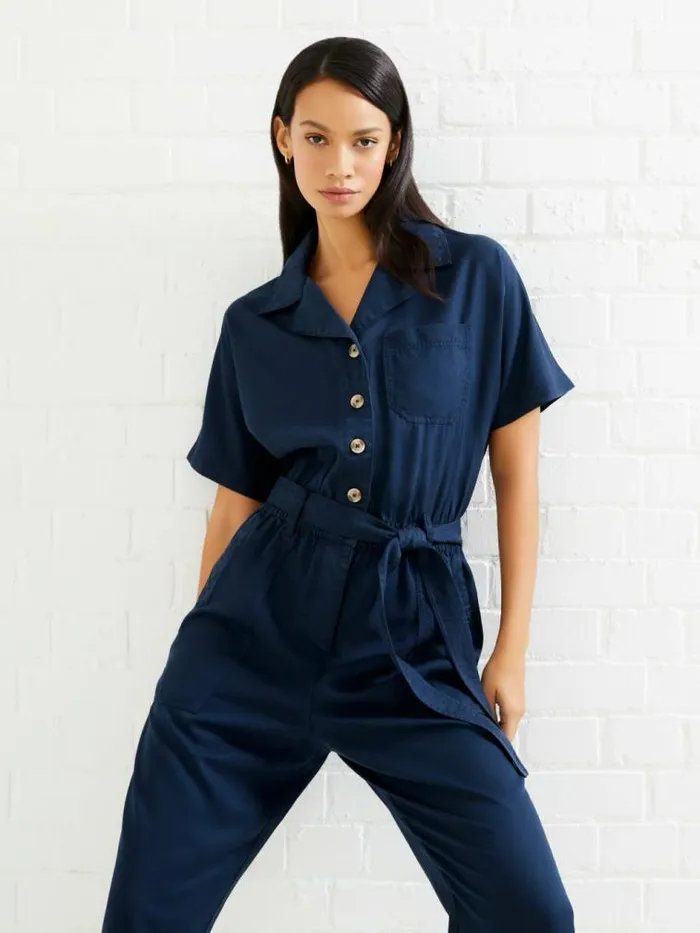 French Connection Elkie Twill Boiler Suit Marine Women Jumpsuits and Playsuits French Connection Elkie Twill Boiler Suit Marine Women Jumpsuits and Playsuits