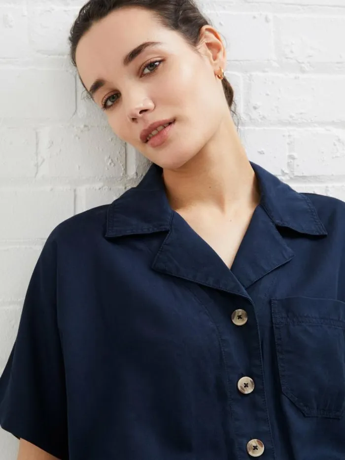 French Connection Elkie Twill Boiler Suit Marine Women Jumpsuits and Playsuits