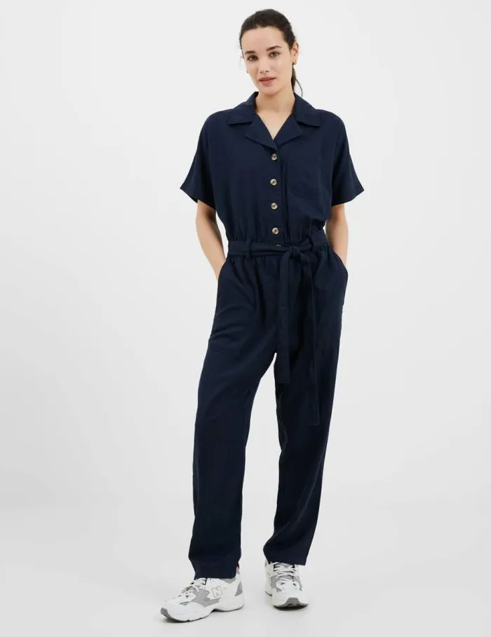 French Connection Elkie Twill Boiler Suit Marine Women Jumpsuits and Playsuits