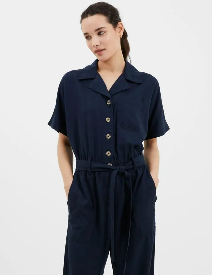 French Connection Elkie Twill Boiler Suit Marine Women Jumpsuits and Playsuits
