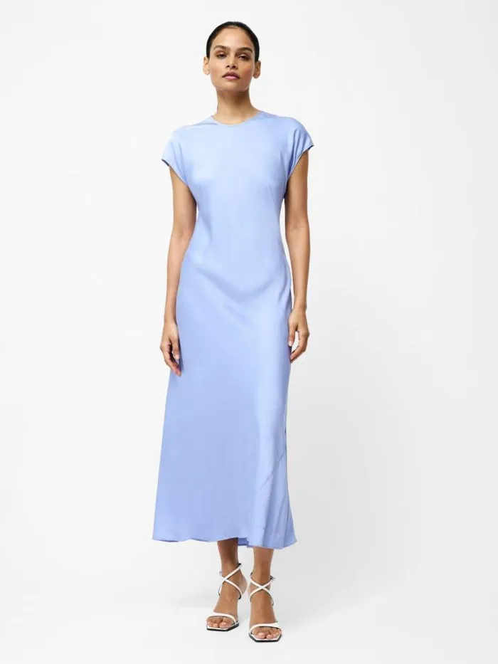 French Connection Ennis Eco Satin Column Shape Dress Pale Iris Women Dresses