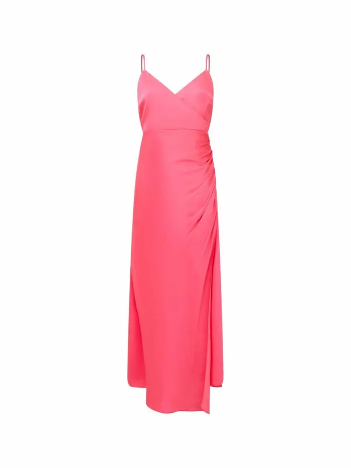 French Connection Ennis Eco Satin Slip Midi Dress Azalea Women Dresses