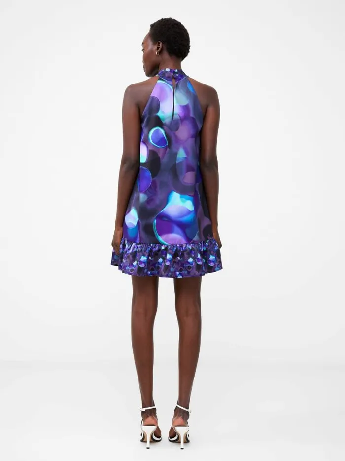 French Connection Eva Harlow Recycled Satin Swing Mini Dress Cobalt Violet Multi Women Dresses